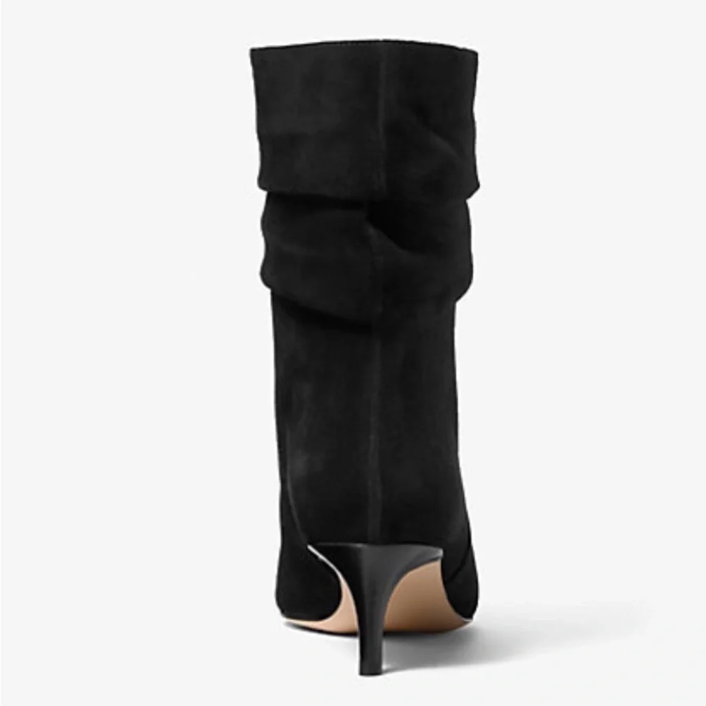 NEW Womens Michael Kors Dawn Suede Pull On Ankle Boots - Black 8M